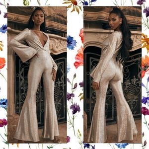 House of CB "CATRIN" GOLD JUMPSUIT
